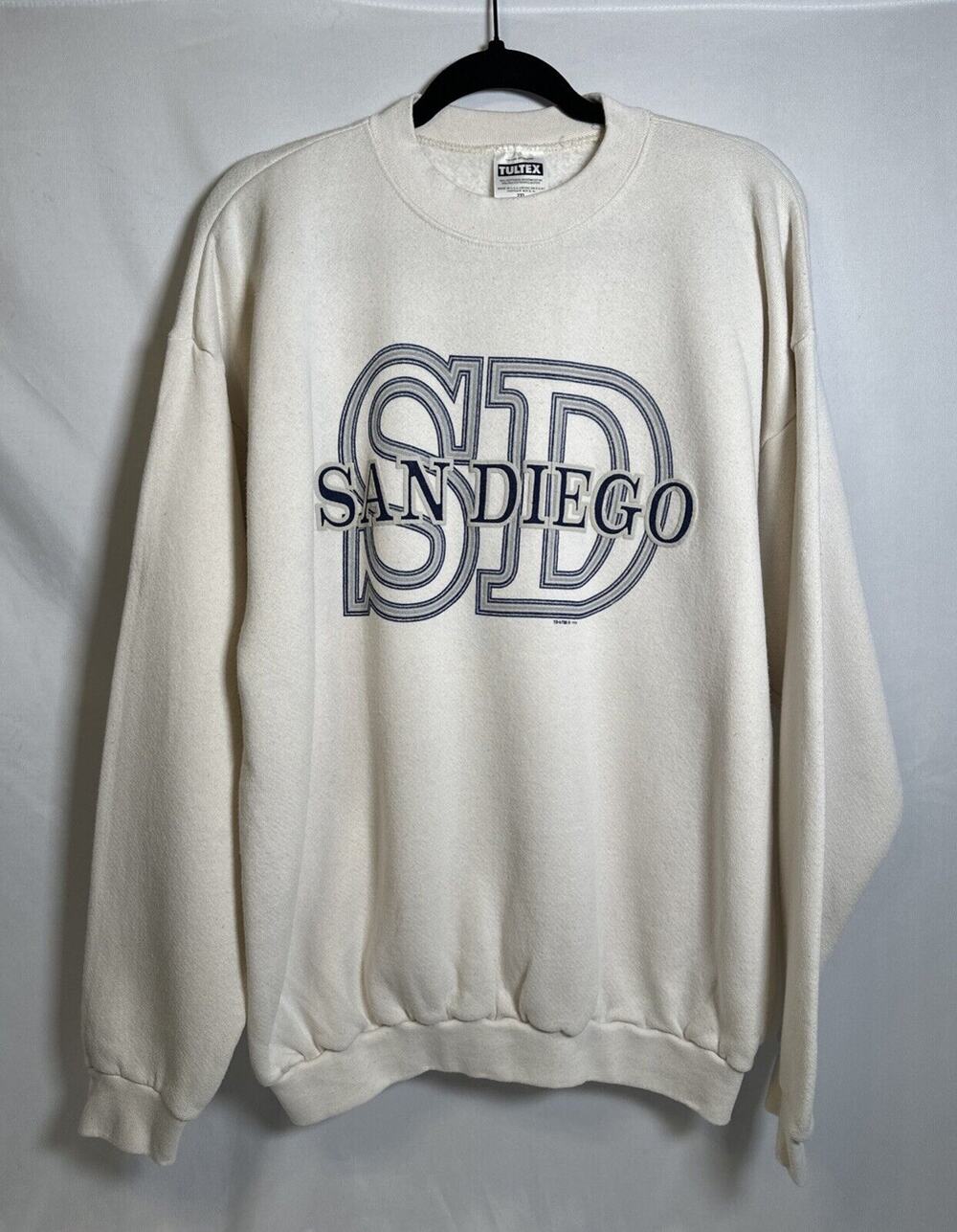 VTG San Diego Sweatshirt Men's 2XL White 90s Big Logo Made In USA
